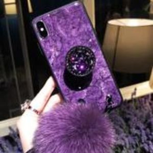 Silicone Lanyard Marble Rheinstone Popsocket Case